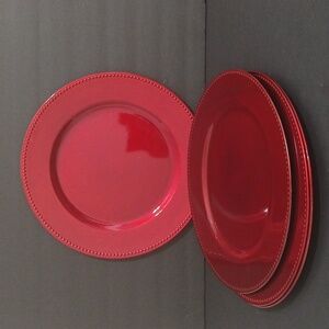 Christmas Holiday Red Charger Plates 4 Pcs. 13" NEW